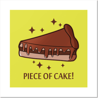 Piece of chocolate cake dessert frosting cute food Posters and Art